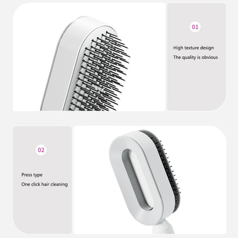 One-Key Self Cleaning Hair Brush