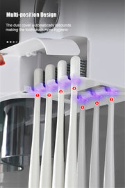 Toothbrush Holder with Toothpaste Dispenser Wall Mounted Storage Rack